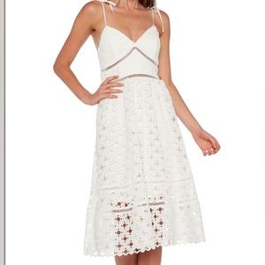 NWT Bardot White Small Lace Bardot Midi Dress with Tie Straps